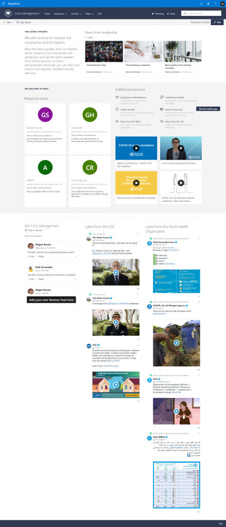 Crisis site template for SharePoint Online in Microsoft 365