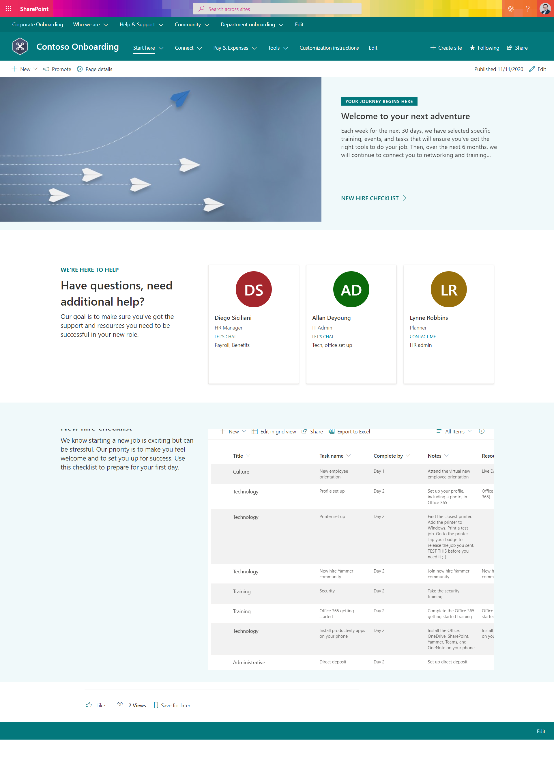 New SharePoint site templates Microsoft 365 atWork