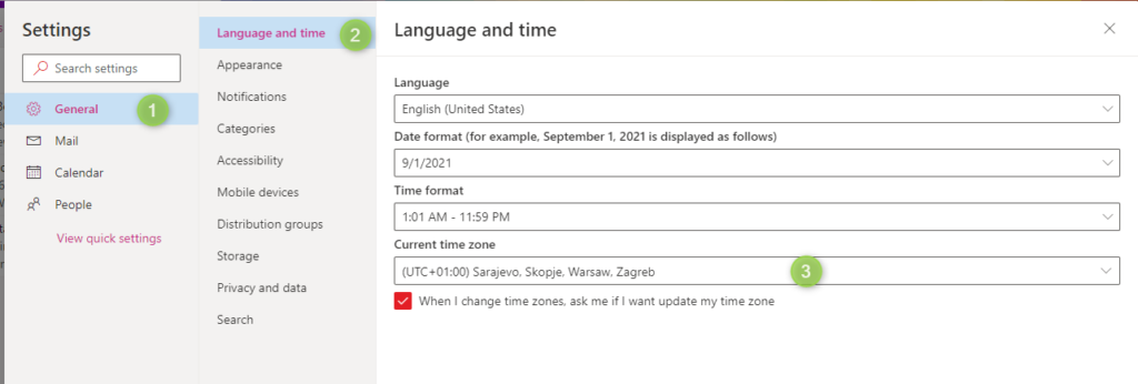 How to change time zone for Office 365 apps in Microsoft 365