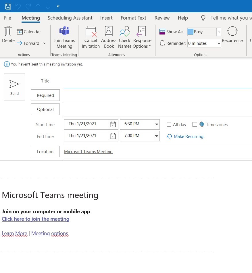 How to set up meeting for Microsoft Teams in Microsoft 365