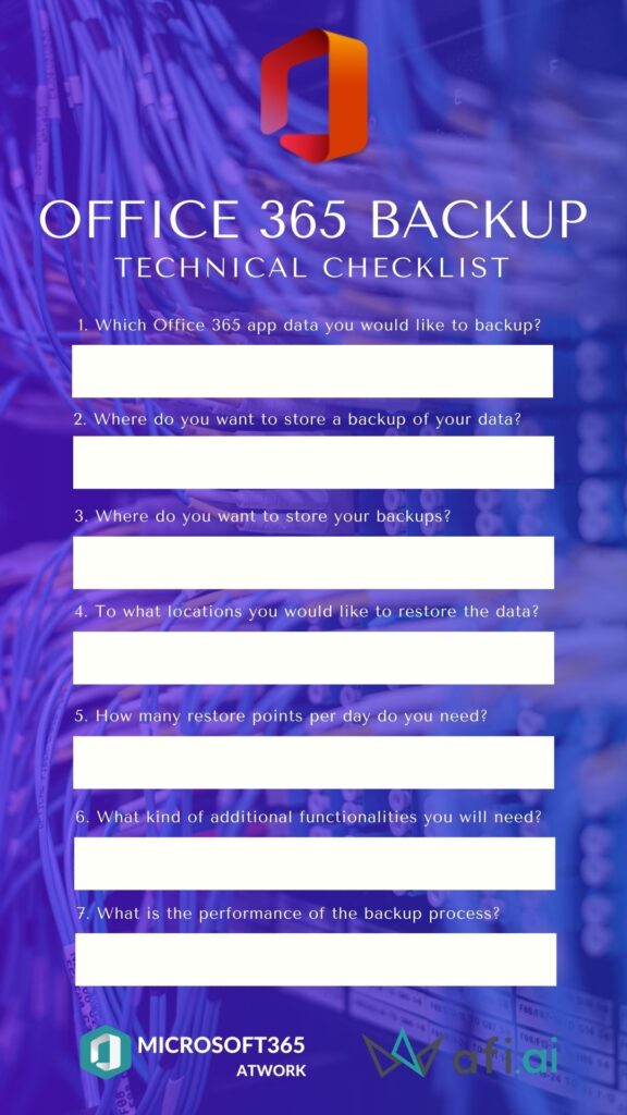 Checklist for Microsoft 365 data and apps backup solution