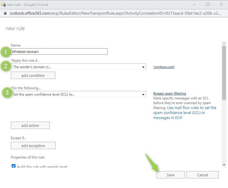 How to whitelist domain in Office 365