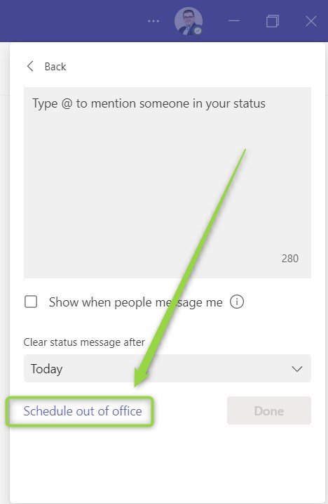Set Out of Office status in Microsoft Teams in Microsoft 365