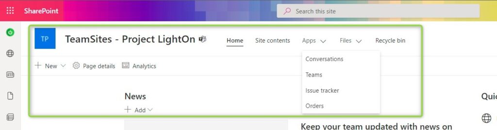 Move SharePoint Online navigation to Top in Microsoft 365