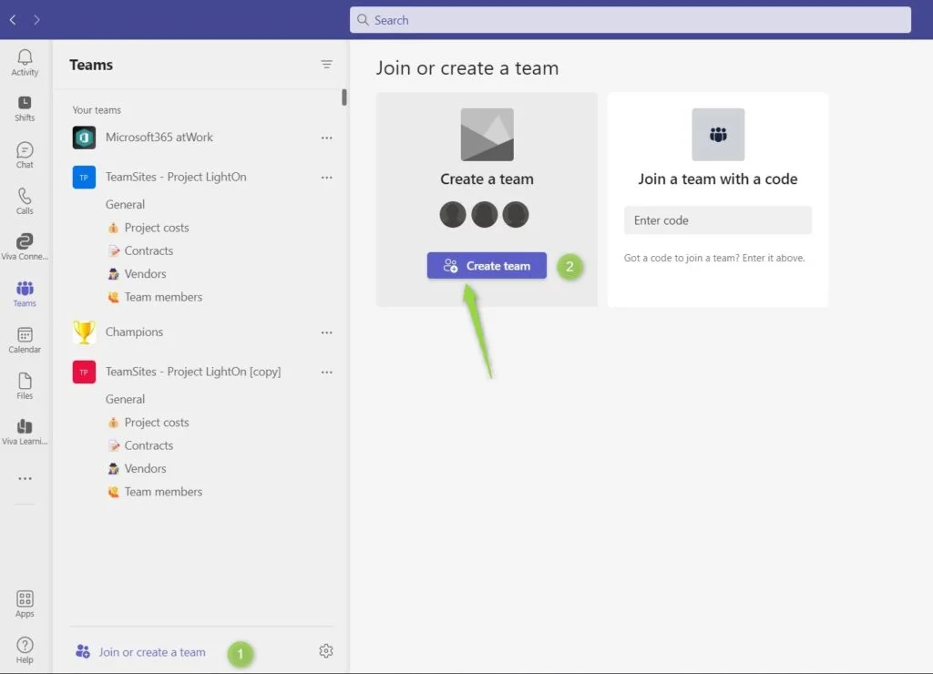 Moreover, you can use Microsoft Teams for collaboration using the creation of a team.