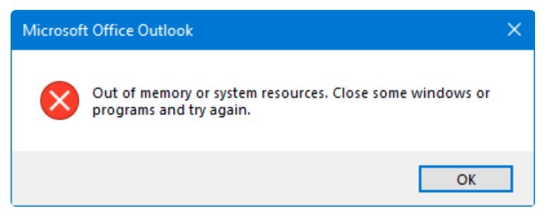 FIX Out of memory or resources in Microsoft Outlook app