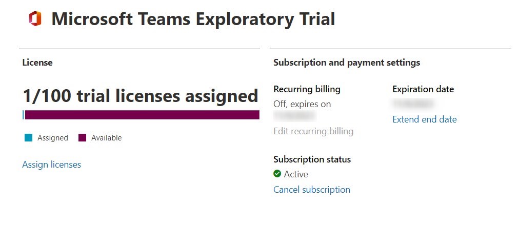 Microsoft Teams Exploratory Subscription In Microsoft 365