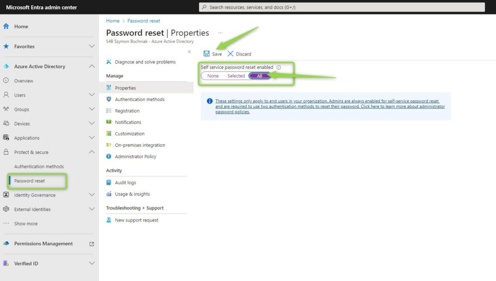 Configure Self Service Password Reset in Microsoft 365